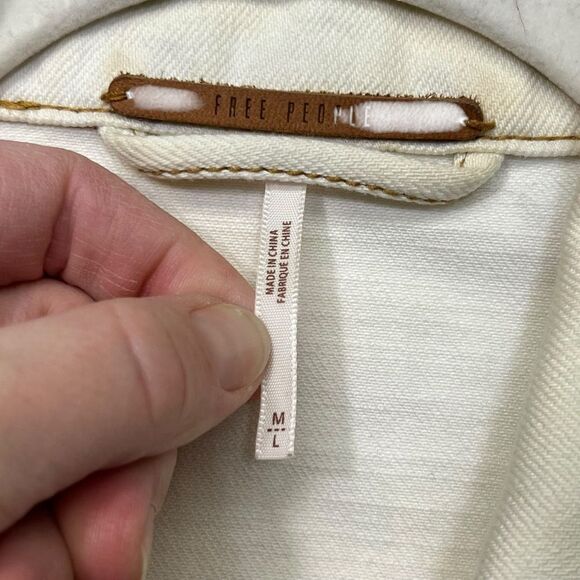 Free People M/L White Multi Colored Tie Dye Denim Oversized Jacket - Picture 5 of 13